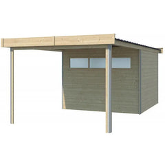 Abri Kasuko S 8,7m² + extension 285cm en bois massif 28mm avec profils de coins en aluminium + porte et fenêtre – Gardenas Ma boutique