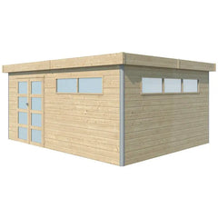 Abri Kasuko XXL 18,67m² en bois massif 28mm avec profils de coins en aluminium + porte et 2 fenêtres – Gardenas Ma boutique