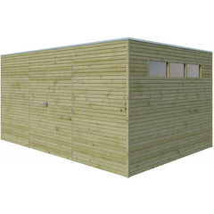 Abri Qube 12,6m² en bois traité autoclave 27mm avec porte double battante + fenêtre  – Gardenas Ma boutique