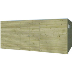 Abri Qube 15,3m² en bois en bois traité autoclave 27mm avec porte double battante + fenêtre  – Gardenas Ma boutique