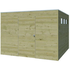 Abri Qube 9m² en bois traité autoclave 27mm avec porte simple battante + fenêtre  – Gardenas Ma boutique