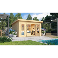 Abri toit plat 13,60m² bois massif 40mm Northeim 5 – Karibu Ma boutique