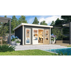 Abri toit plat 13,60m² bois massif gris terre 40mm Northeim 5 – Karibu Ma boutique
