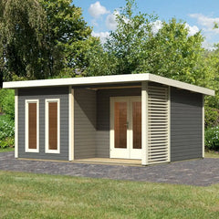 Abri toit plat 18,78m² bois massif gris terre 40mm Radeburg 5 – Karibu Ma boutique