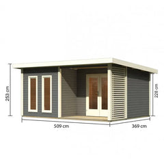 Abri toit plat 18,78m² bois massif gris terre 40mm Radeburg 5 – Karibu Ma boutique
