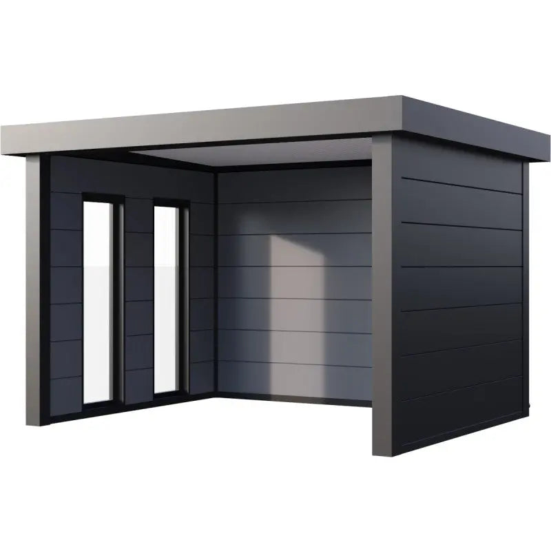 Auvent de jardin en acier galvanisé gris anthracite 10,7m² Singolo 3630 avec 2 fenêtres - Telluria Ma boutique