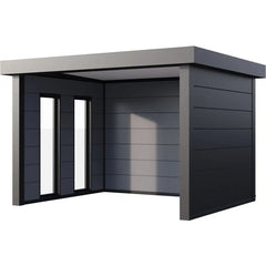 Auvent de jardin en acier galvanisé gris anthracite 10,7m² Singolo 3630 avec 2 fenêtres - Telluria Ma boutique