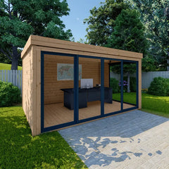 Bureau de jardin en bois massif 11,8m² - madriers 40mm traités teinté marron Gardy Shelter Ma boutique