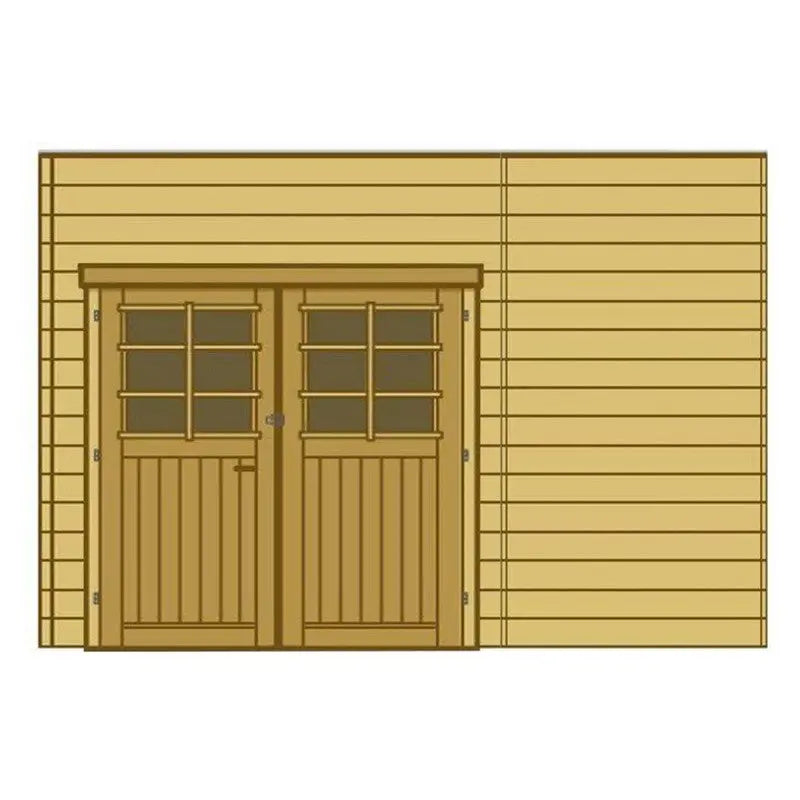 Paroi frontale avec double porte gauche 480x245cm pour carport modulable en bois traité autoclave - SOLID Ma boutique