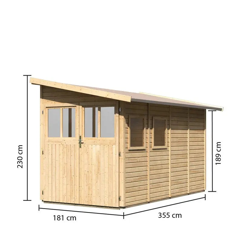 Abri de jardin adossé en bois certifié 6,42m² Juist 3 - Karibu Ma boutique