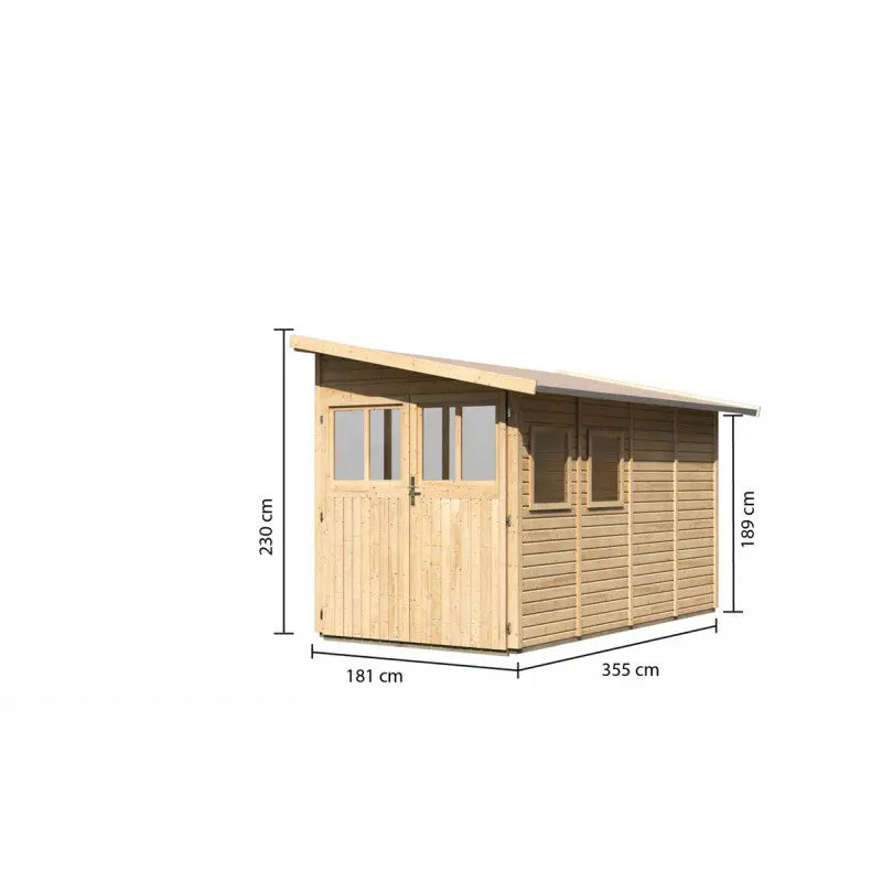 Abri de jardin adossé en bois certifié 6,42m² Juist 3 - Karibu Ma boutique