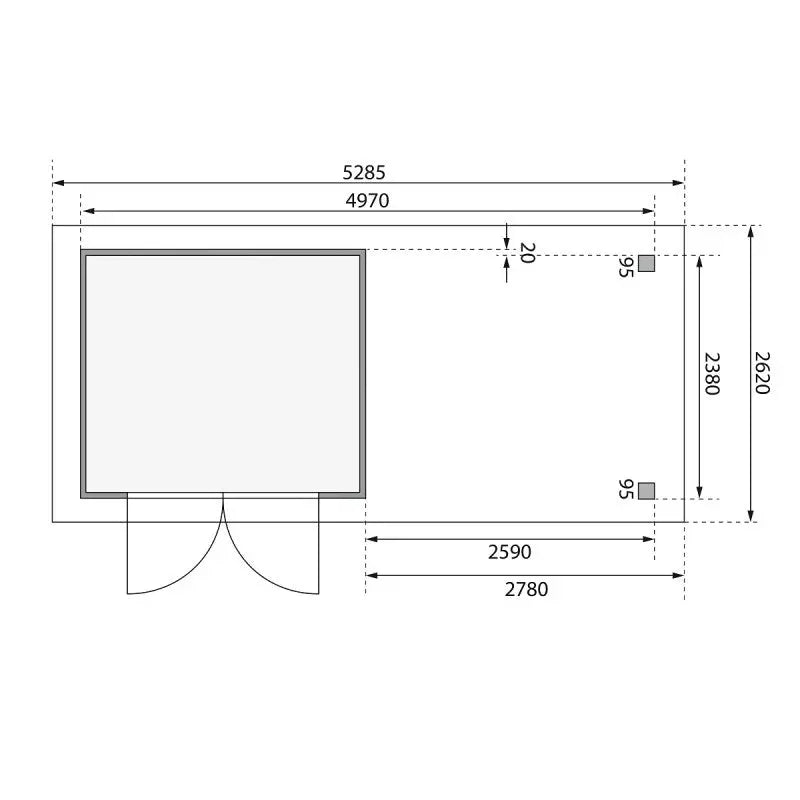 Abri de jardin en bois massif gris terre 5,95m² Askola 3,5 avec appentis 280cm – Karibu Ma boutique