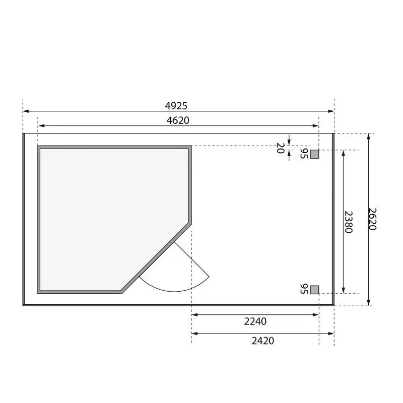 Abri de jardin en bois massif gris terre 5,95m² Schwandorf 5 avec appentis 240cm – Karibu Ma boutique