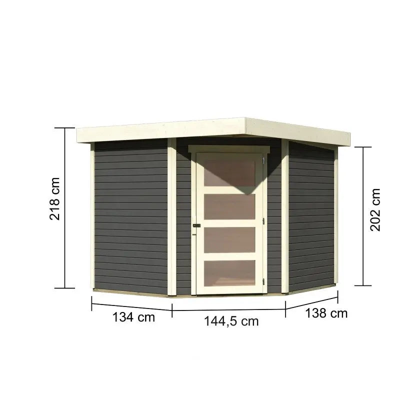 Abri de jardin en bois massif gris terre 5,95m² Schwandorf 5 – Karibu Ma boutique