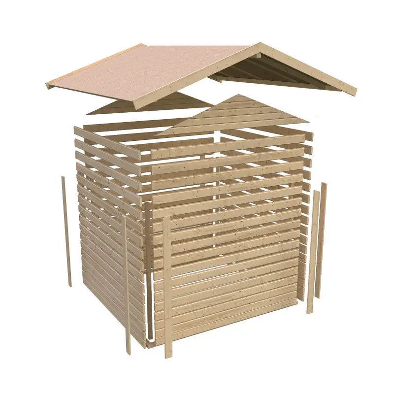 Abri de jardin en bois massif gris terre 5,95m² Talkau 4 – Karibu Ma boutique