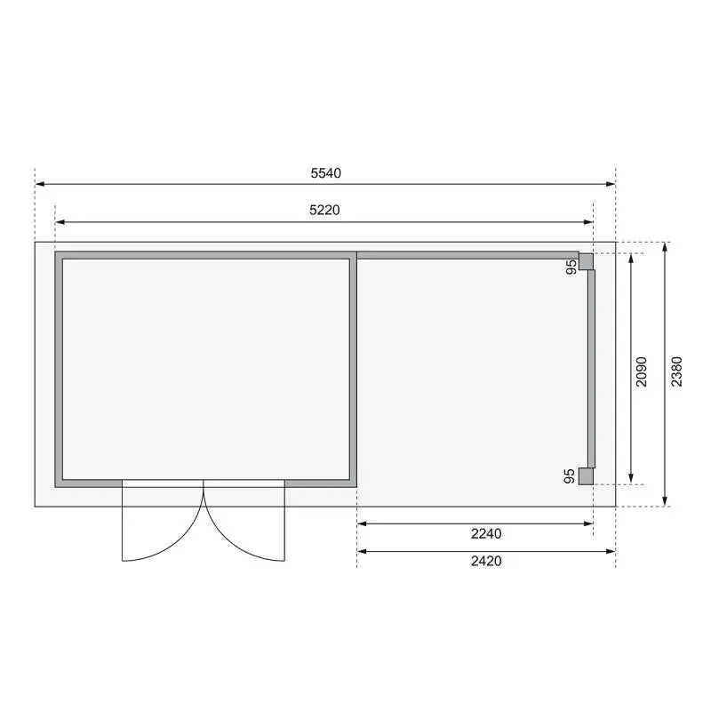 Abri de jardin en bois massif gris terre 6,55m² Kerko 4 avec appentis 240cm – Karibu Ma boutique