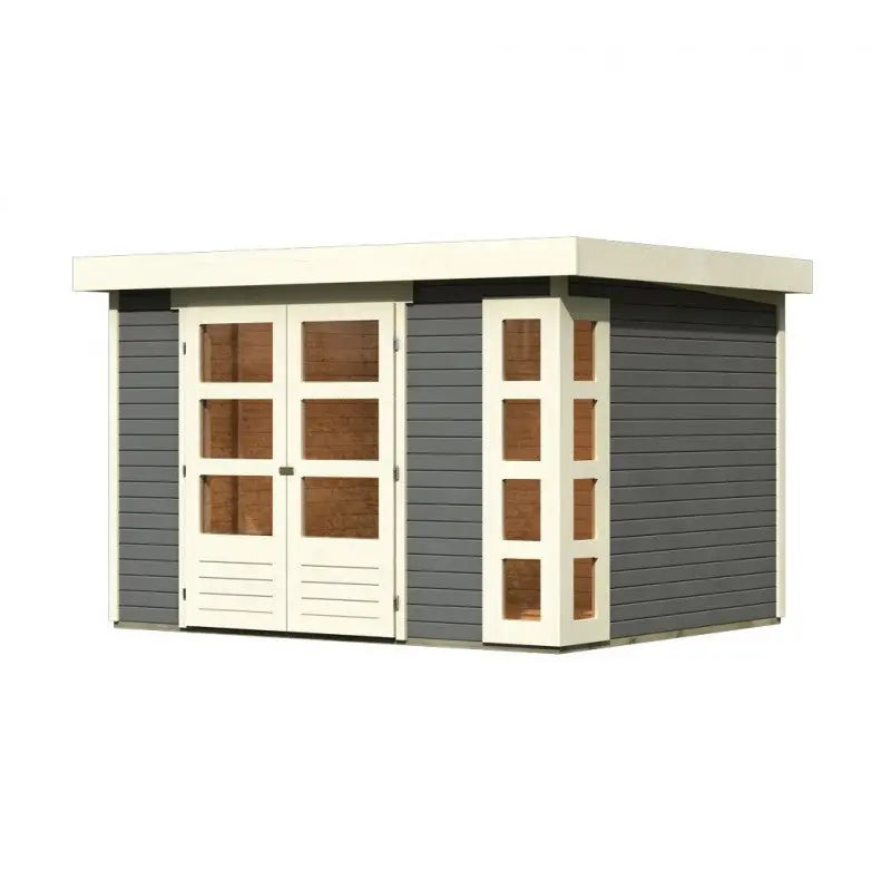 Abri de jardin en bois massif gris terre 7,43m² Kerko 5 – Karibu Ma boutique