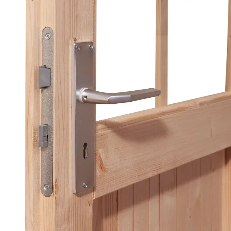 Abri de jardin en bois massif gris terre 8,88m² avec cloison intérieure Tintrup – Karibu Ma boutique