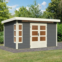 Abri de jardin en bois massif gris terre 8,88m² Kastorf 7 – Karibu Ma boutique