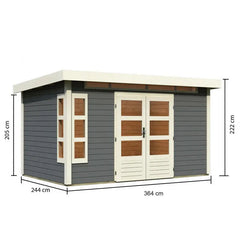 Abri de jardin en bois massif gris terre 8,88m² Kastorf 7 – Karibu Ma boutique