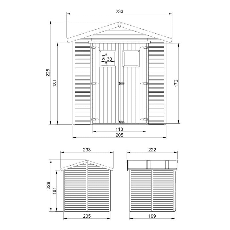 Abri de jardin en panneaux 17mm - 205x199cm - sans plancher - Timbela Ma boutique