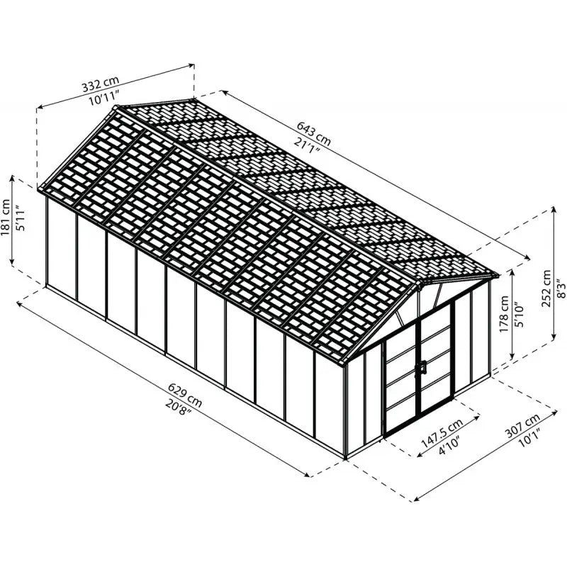 Abri de jardin en polycarbonate 21,3m² avec plancher YUKON - Palram - Canopia Ma boutique