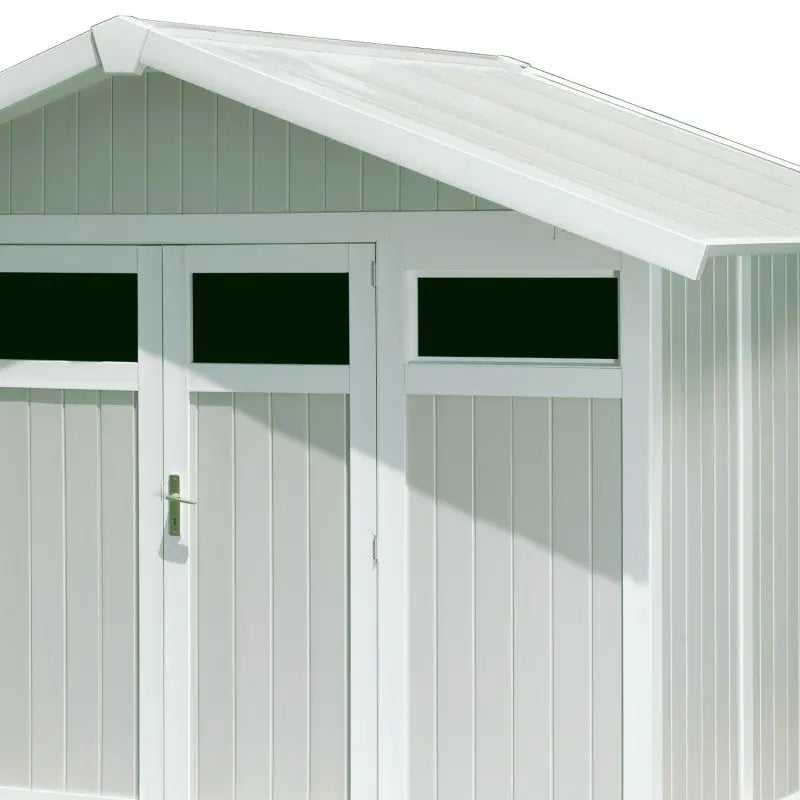 Abri de jardin en PVC 7,53m² UTILITY blanc et gris vert Grosfillex + kit ancrage offert Ma boutique