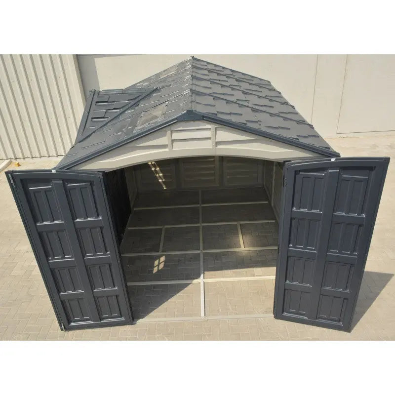 Abri de jardin en PVC 8,05m² DarkGrey Apex + kit de fondation DURAMAX Ma boutique
