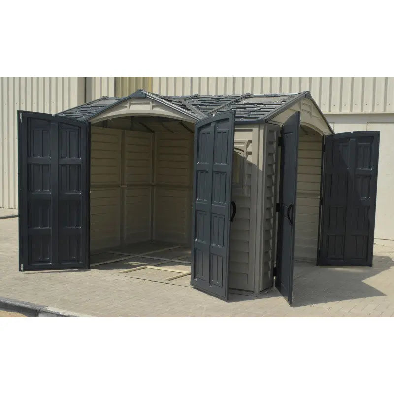 Abri de jardin en PVC 8,05m² DarkGrey Apex + kit de fondation DURAMAX Ma boutique
