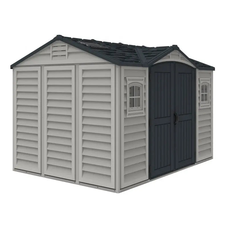 Abri de jardin en PVC 8,05m² DarkGrey Apex + kit de fondation DURAMAX Ma boutique