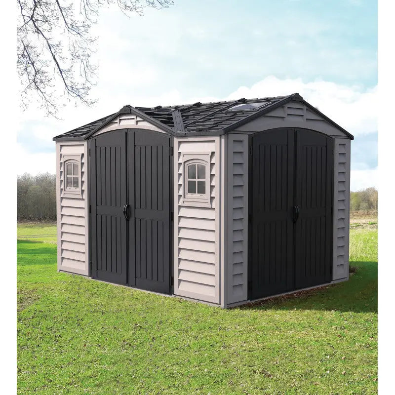 Abri de jardin en PVC 8,05m² DarkGrey Apex + kit de fondation DURAMAX Ma boutique