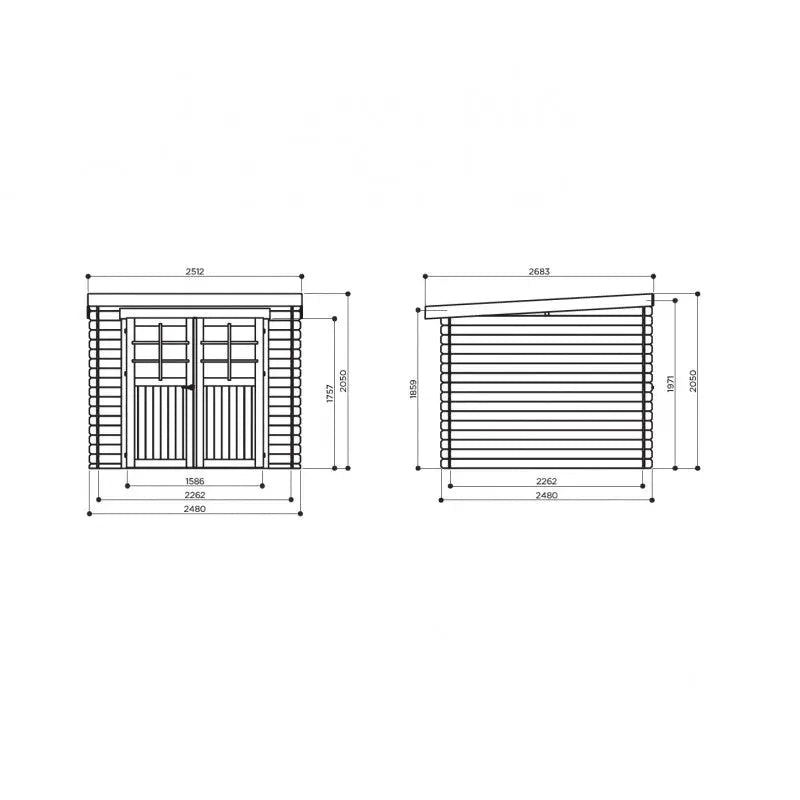 Abri de jardin Hof 6,15m² en bois massif 19mm à toit monopente - SOLID Ma boutique