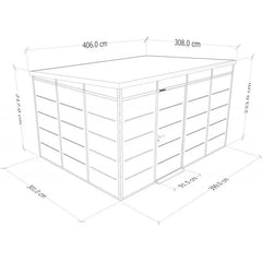Abri de jardin modulaire isolé 4x3m profils noirs - plancher inclus - Everbox Ma boutique