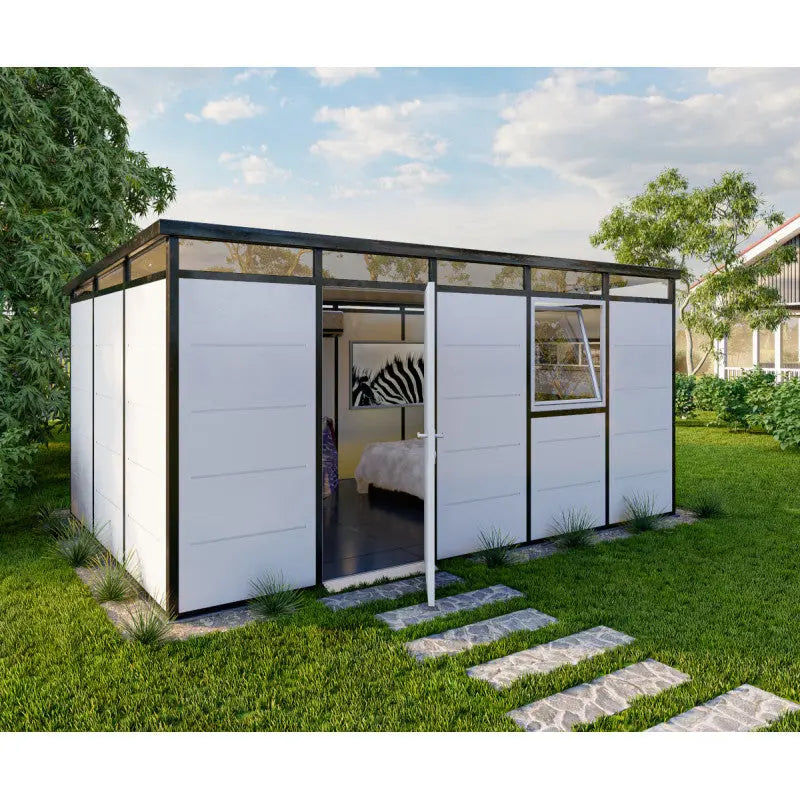 Abri de jardin modulaire isolé 5x3m profils noirs - plancher inclus - Everbox Ma boutique