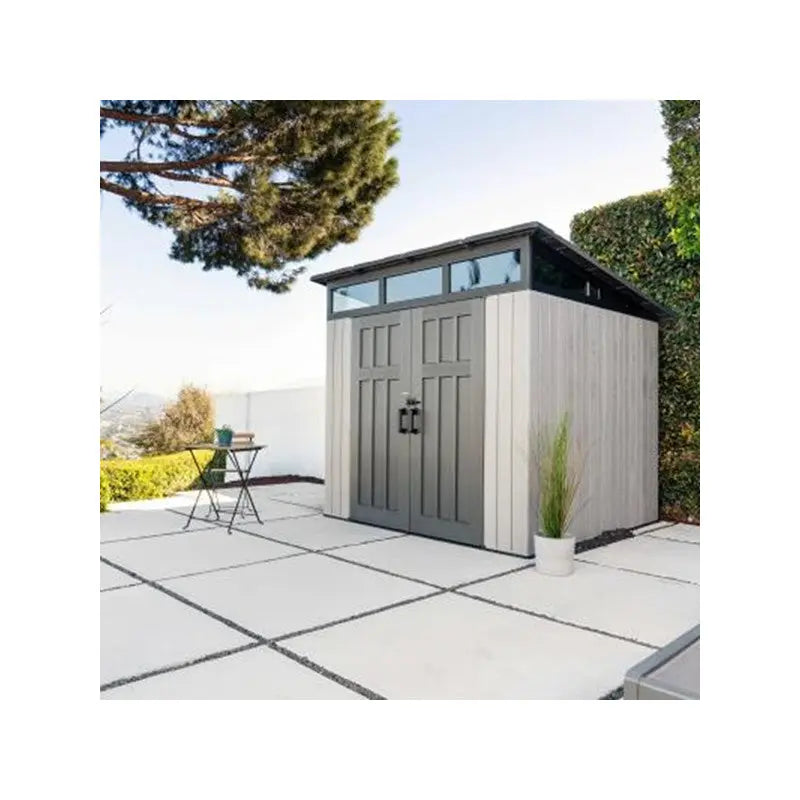 Abri de jardin monopente 6,45m² en PEHD imitation bois + plancher Lifetime - Habrita Ma boutique