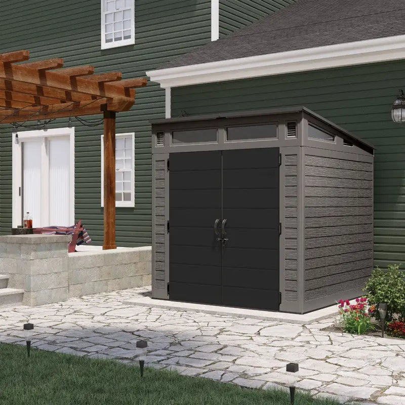 Abri de jardin polyéthylène 25mm gris foncé 4,88m² Modern + plancher - SUNCAST Ma boutique
