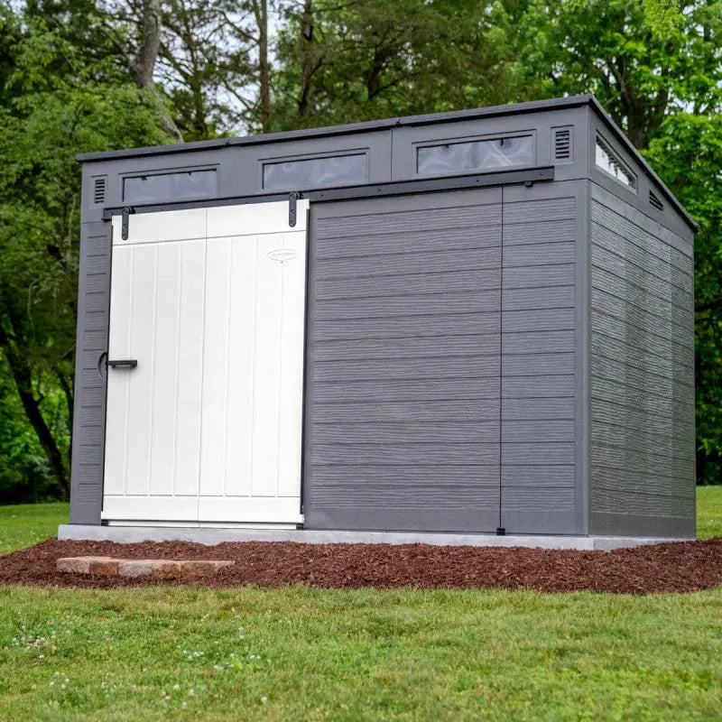 Abri de jardin polyéthylène 25mm gris foncé 7,30m² Modern + plancher - SUNCAST Ma boutique