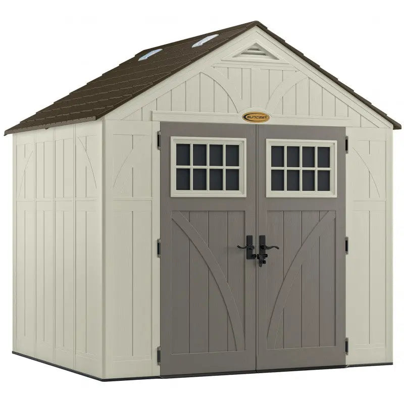 Abri de jardin polyéthylène 35mm 5,53m² Woodgrain + plancher SUNCAST Ma boutique