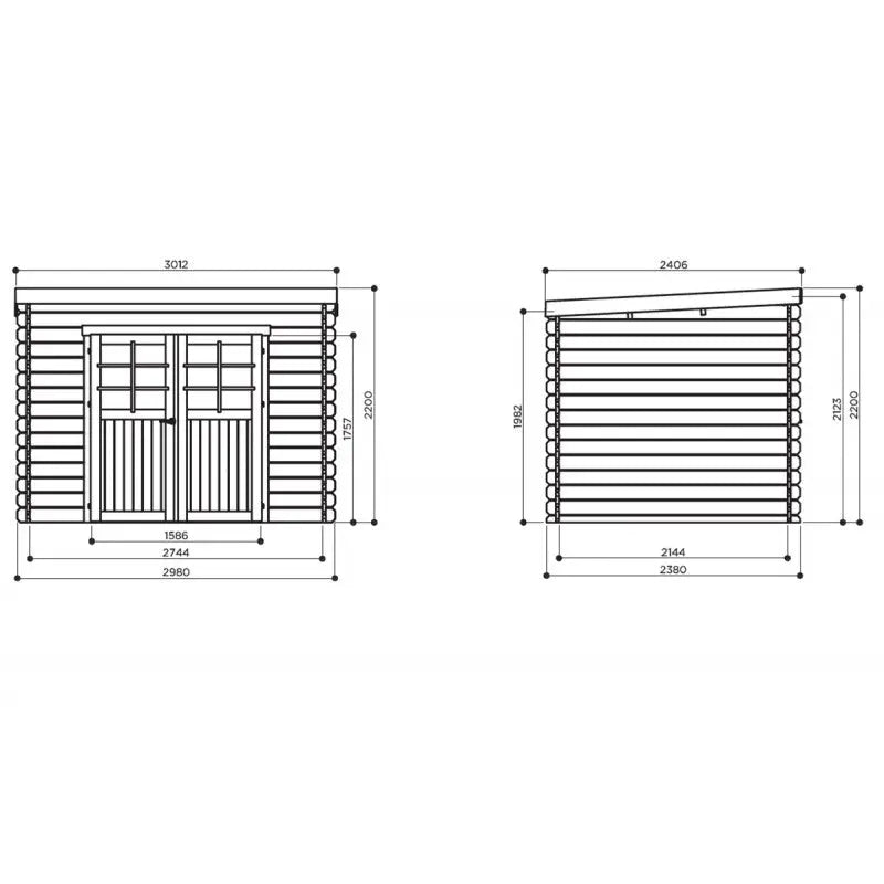 Abri de jardin Riom 7,09m² en bois traité autoclave 28mm à toit monopente - SOLID Ma boutique