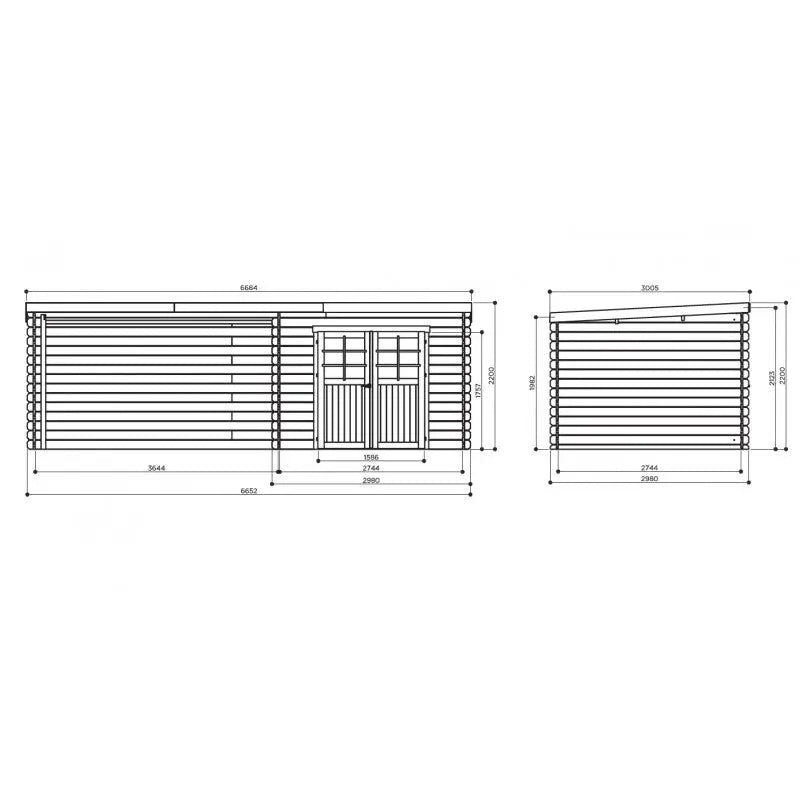 Abri de jardin Rohan 8,88m² en bois massif 28mm avec terrasse couverte - SOLID Ma boutique