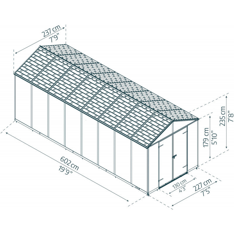 Abri de jardin RUBICON 13,67m² en aluminium et polycarbonate - Palram - Canopia Ma boutique