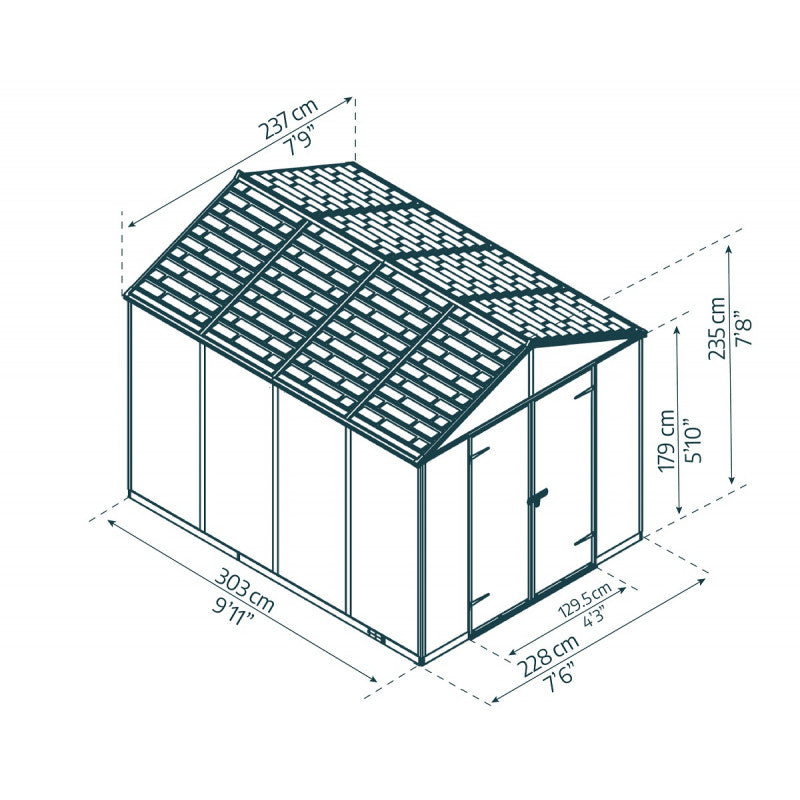 Abri de jardin RUBICON 7,2m² en aluminium et polycarbonate - Palram - Canopia Ma boutique