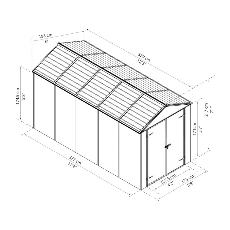 Abri de jardin RUBICON 7m² en aluminium et polycarbonate - Palram  - Canopia Ma boutique