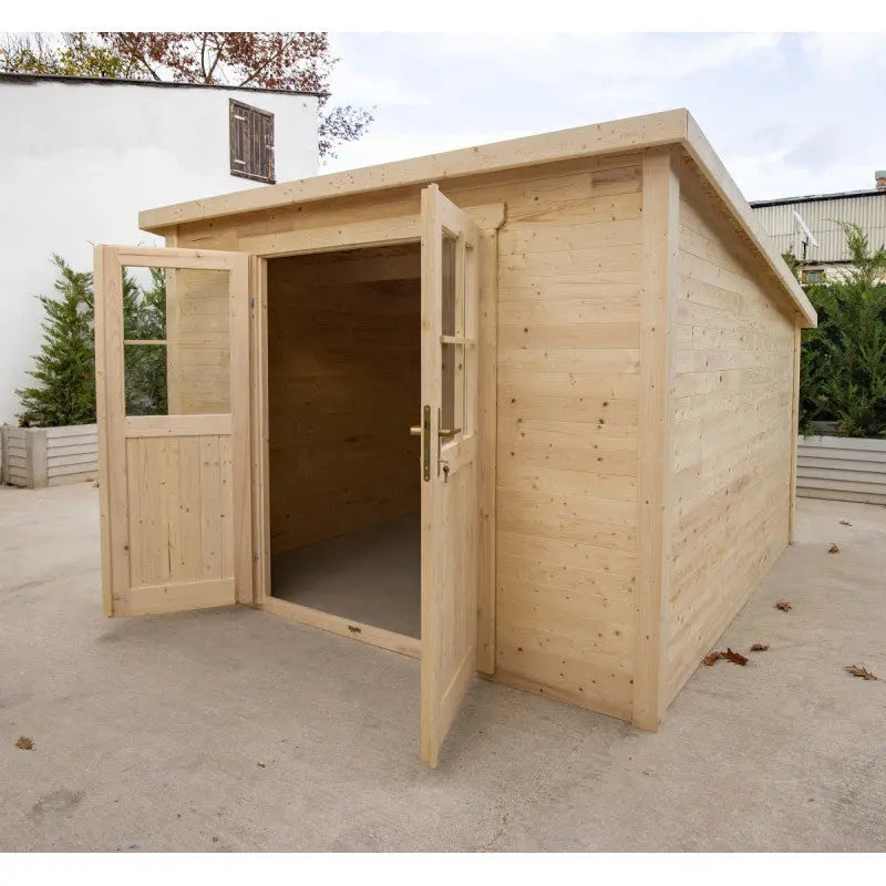 Abri de jardin toit plat 9m² SICBA - madriers 20mm brut - Gardy Shelter Ma boutique