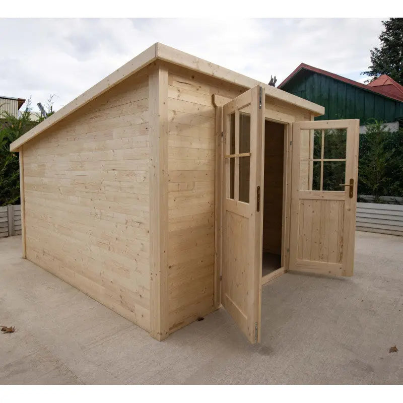 Abri de jardin toit plat 9m² SICBA - madriers 20mm brut - Gardy Shelter Ma boutique