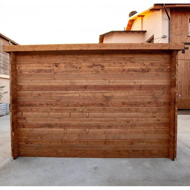 Abri de jardin toit plat 9m² PENTY - madriers 28mm traité - tuiles métalliques - Gardy Shelter Ma boutique