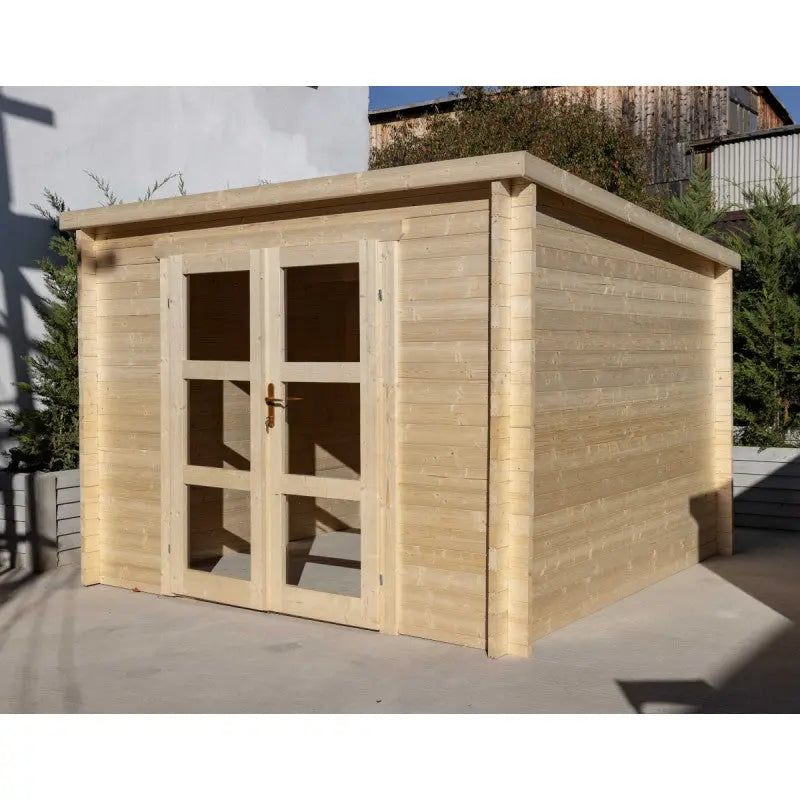 Abri de jardin toit plat 9m² PENTY - madriers 40mm brut - Gardy Shelter Ma boutique