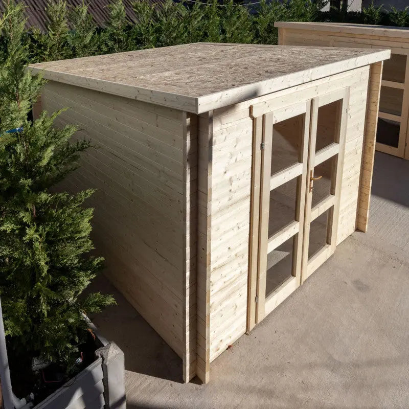 Abri de jardin toit plat 9m² PENTY - madriers 40mm brut - Gardy Shelter Ma boutique