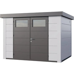 Abri en acier galvanisé blanc 7,1m² avec double porte Eleganto 3024 Telluria Ma boutique