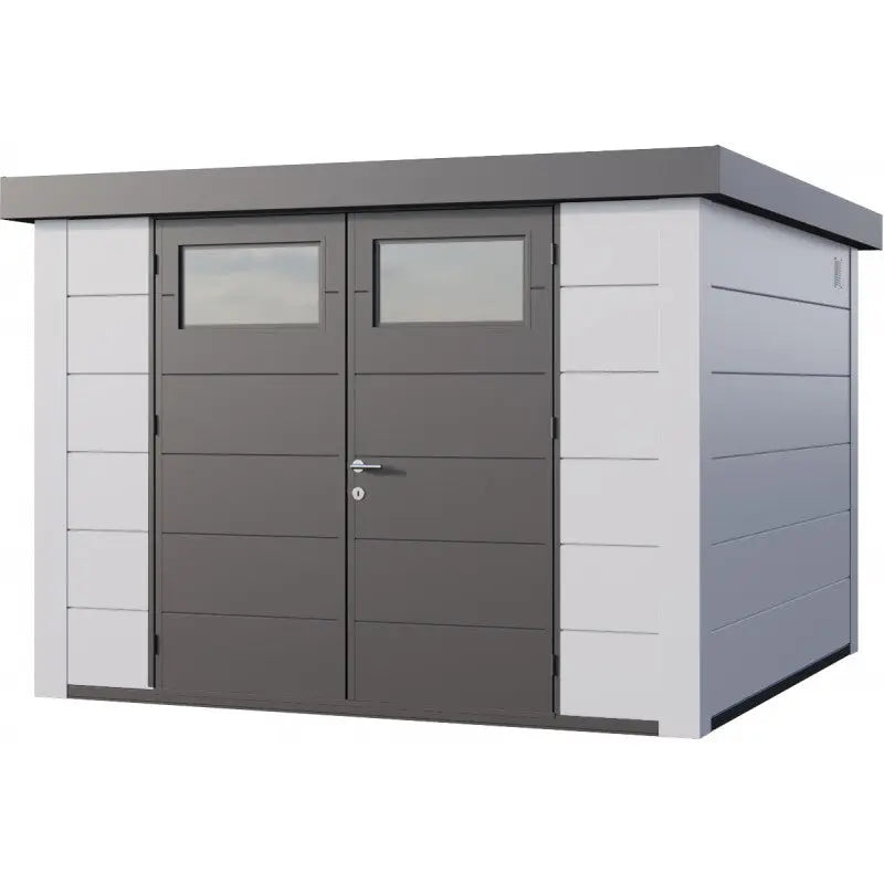 Abri en acier galvanisé blanc 8,9m² avec double porte Eleganto 3030 Telluria Ma boutique